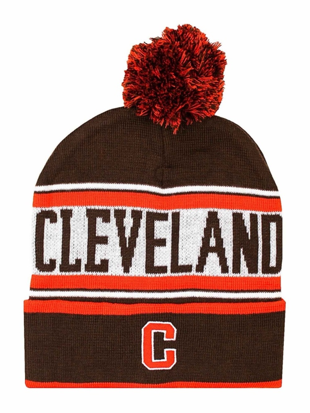 Cleveland Pom Knit Beanie with 'C' Patch